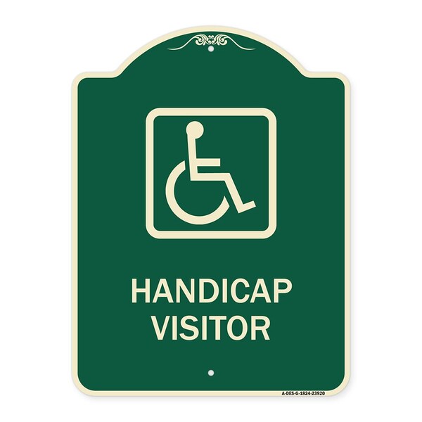 Signmission Handicap Visitor With Graphic Heavy-Gauge Aluminum Architectural Sign, 24" x 18", G-1824-23920 A-DES-G-1824-23920 - main